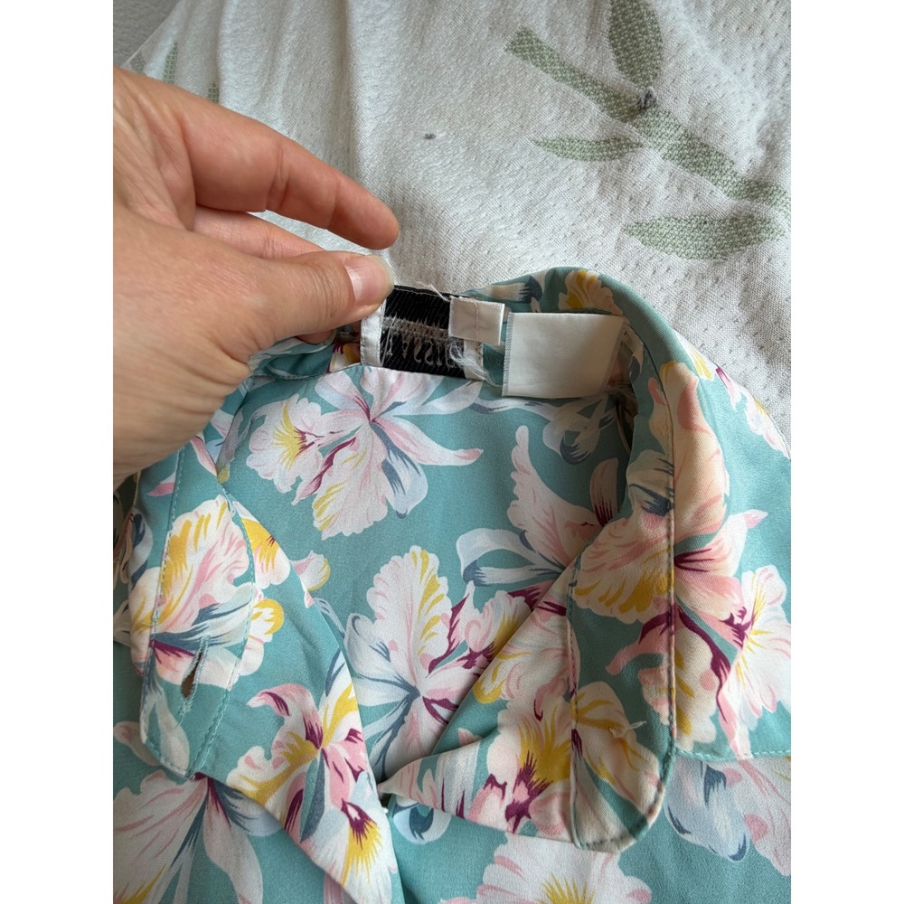 Vintage Classics by Leslie Fay Mint Floral Pleated Midi Shirt Dress Size 8 Retro - Picture 7 of 8